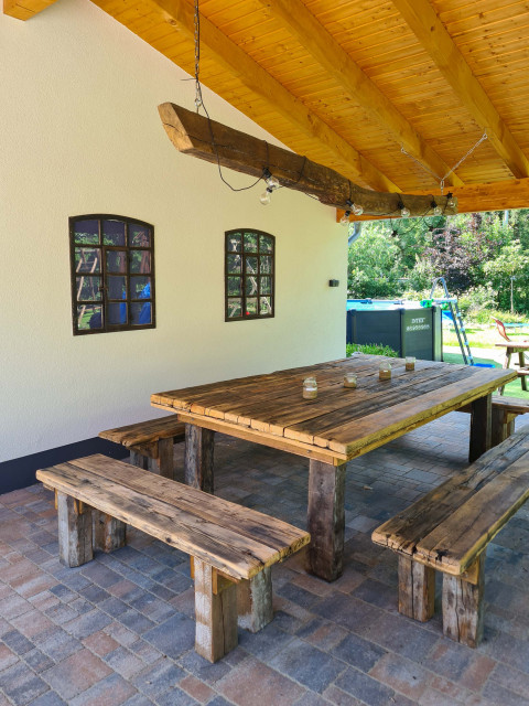Overdekt terras vakantiewoning Haus am Wilde Aar Ferienhäuser im Sauerland Deutschland
